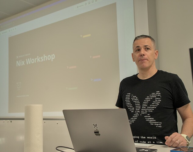 Elton presenting at the Nix workshop
