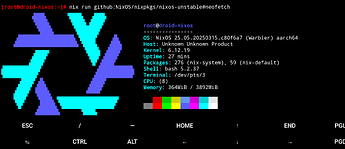 Neofetch running on NixOS, while connected via SSH in Termux